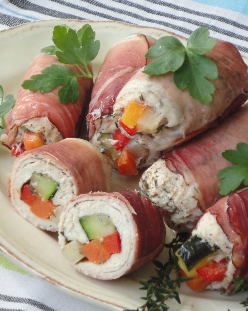 Pieczone roladki z piersi kurczaka Pieczone roladki z piersi kurczaka