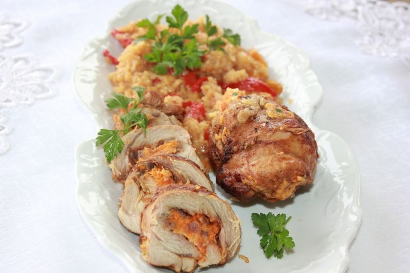 Pieczone roladki z udźca indyka