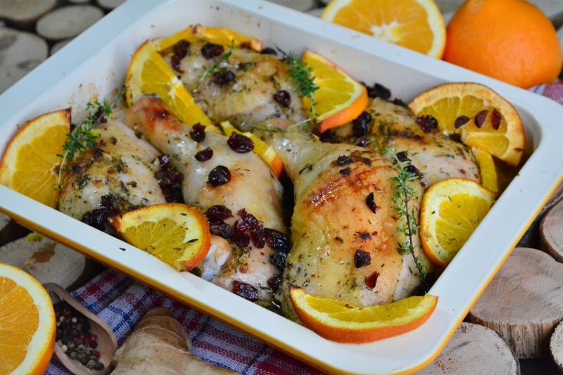 Pieczone udka kurczaka w pomarańczowo – imbirowej
