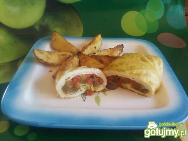 Pieczone ziemniaki i roladki ala gołąbki