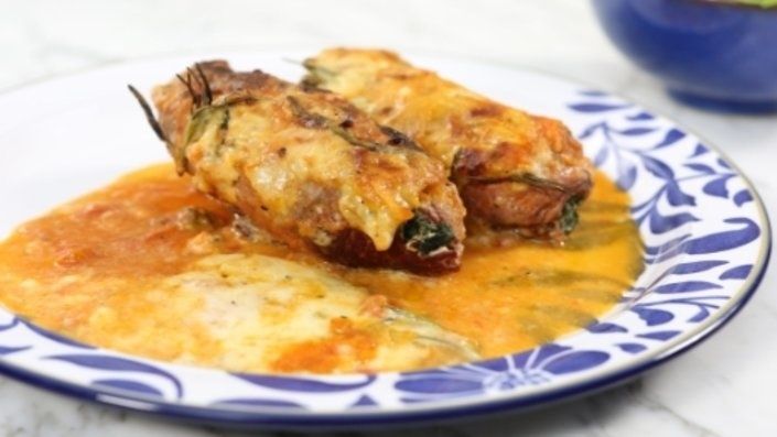 Pieczone zrazy wołowe z salami