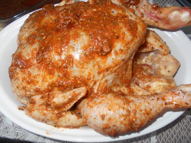 Pieczony kurczak długo marynowany