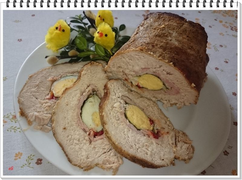 Pieczony schab Eli faszerowany jajkami