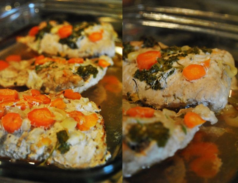 Pieczony schab  nadziany żurawinową wkładką