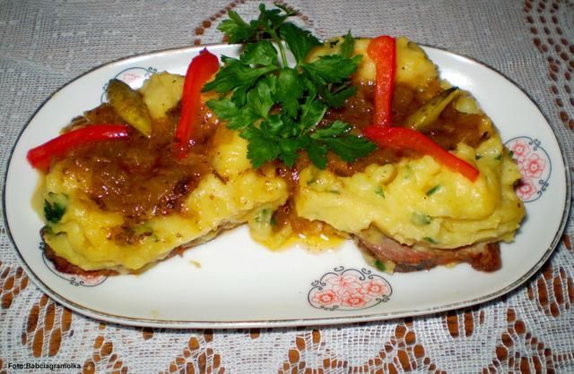 Pieczony schab pod puree ziemniaczanym : Pieczony schab pod puree ziemniaczanym :