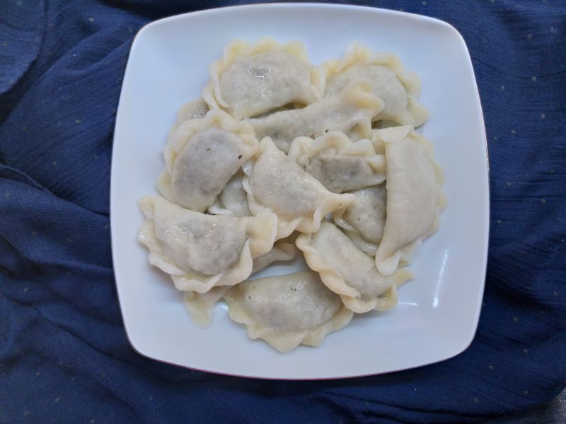 Pierogi z soczewicą czerwoną i pieczarkami