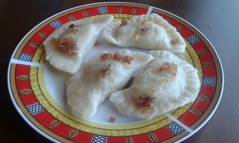 Pierogi z zielonawymi gołąbkami 