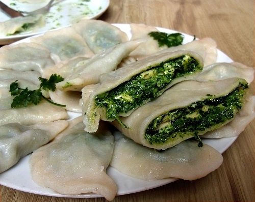 Pierogi ze szpinakiem, ricottą i shiitake