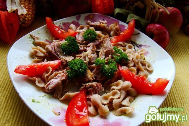 Pierś kaczki w makaronie razowym 