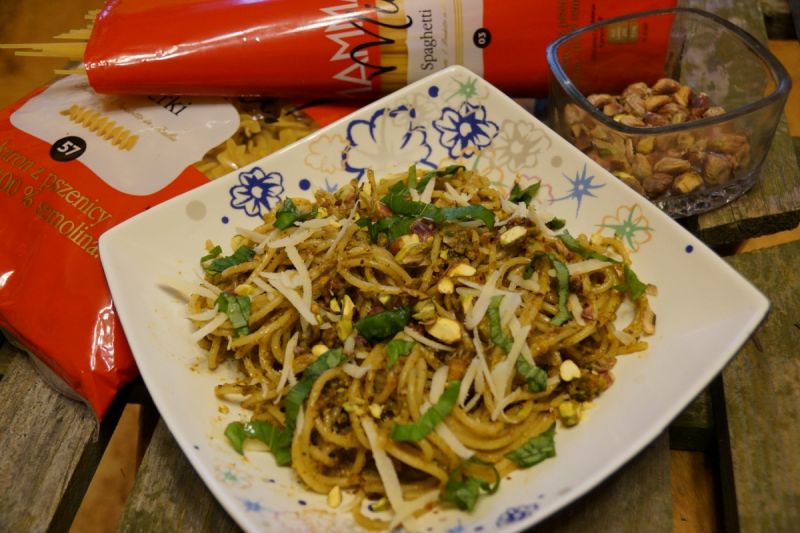 Pistacjowe spaghetti 