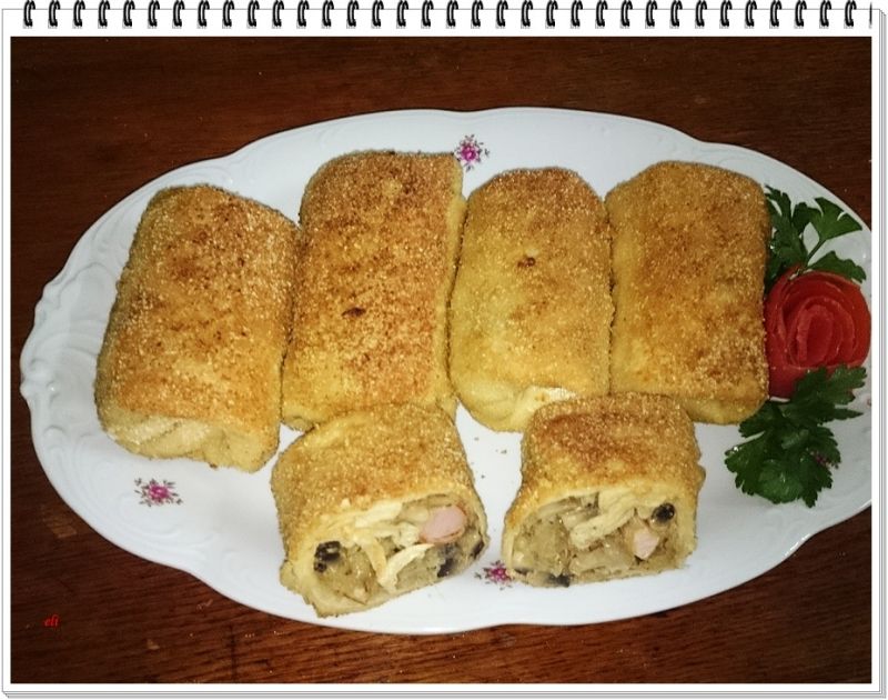 Piwne krokiety Eli z kapustą,szynką i pieczarkami