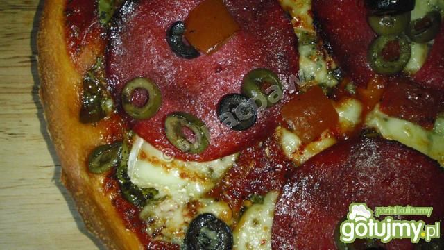 Pizza dwupleśniowa ze szpinakiem i salam Pizza dwupleśniowa ze szpinakiem i salam