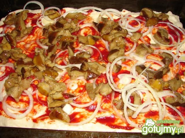 Pizza z kiełkami, grzybami i mozarellą