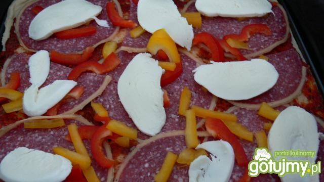 Pizza z salami, rukolą i papryką