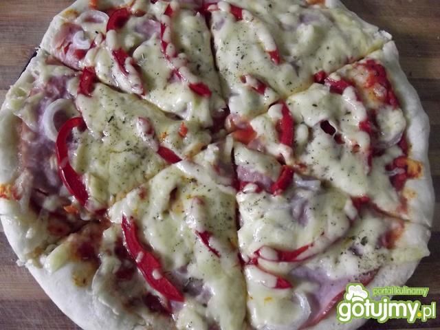 Pizza z szynką i cebulką