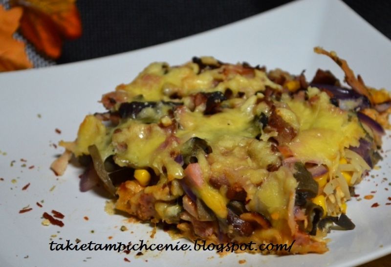 Pizza z szynką i pieczarkami  Pizza z szynką i pieczarkami