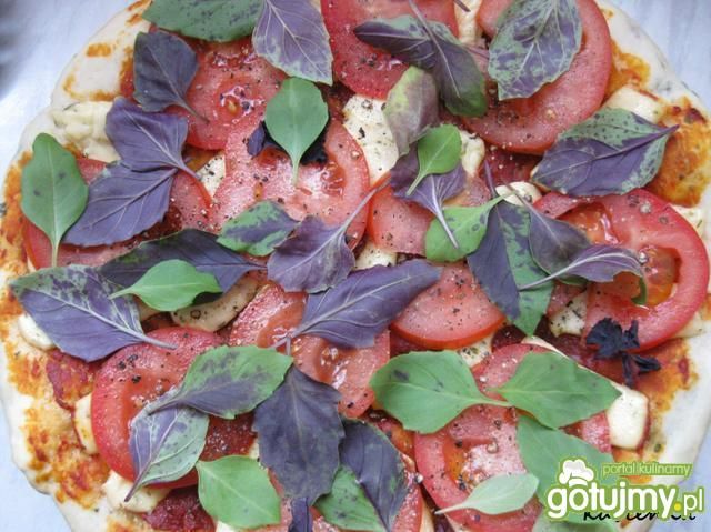 Pizza ze świeżym pomidorem i bazylią