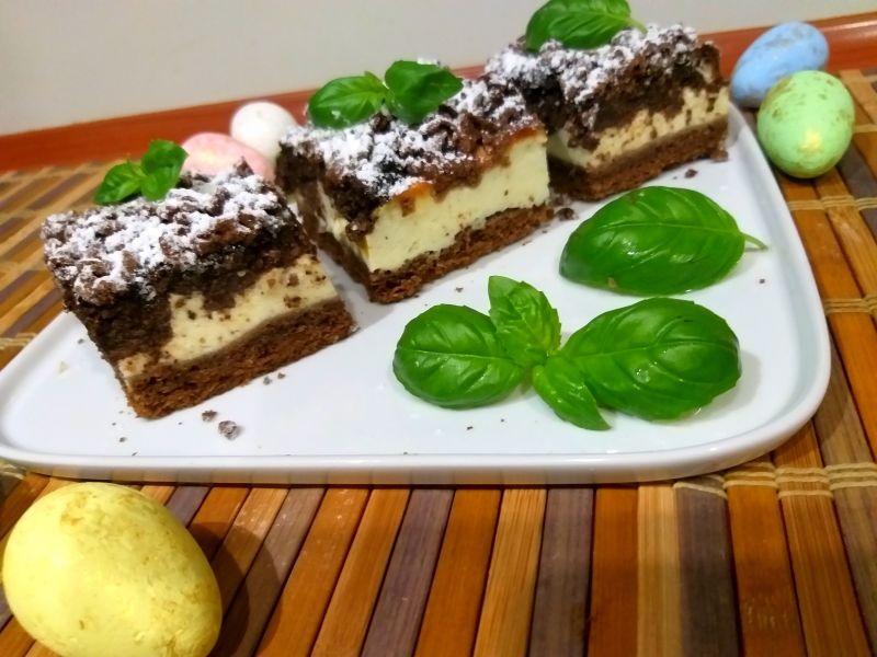 Placek serowo - makowy z owocami Placek serowo - makowy z owocami