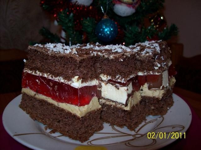 Placek z mleczną pianką i galaretką Placek z mleczną pianką i galaretką