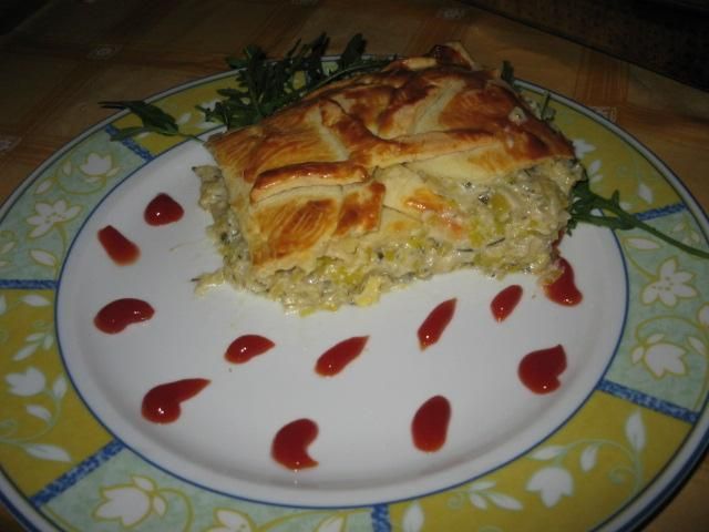 placek z porem i twarogiem