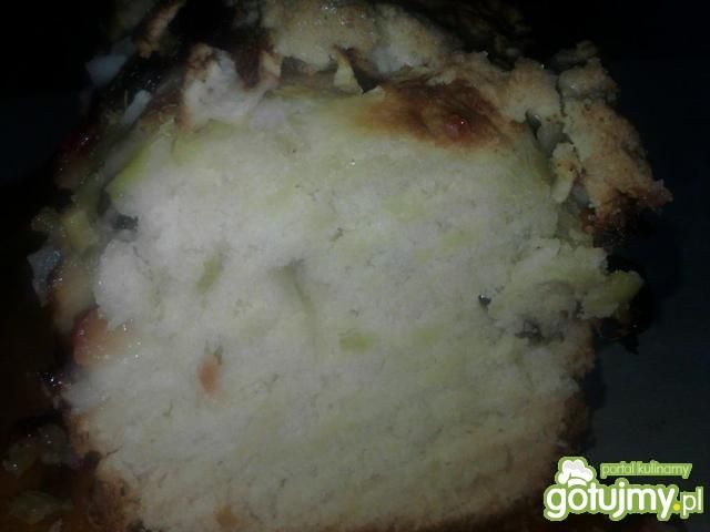 Placek z rabarbarem, jabłkiem i śliwkami