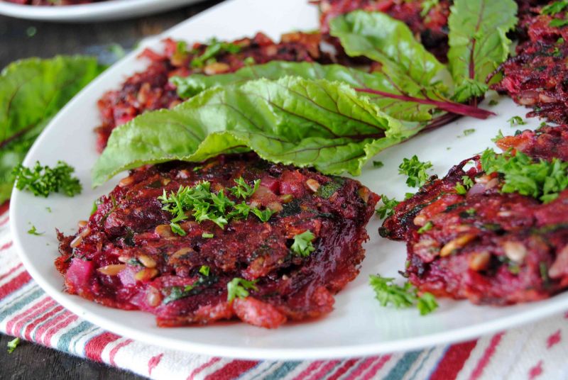 Placki  cukiniowo- buraczkowe 