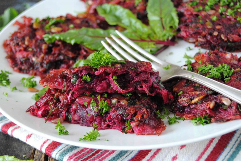 Placki  cukiniowo- buraczkowe 