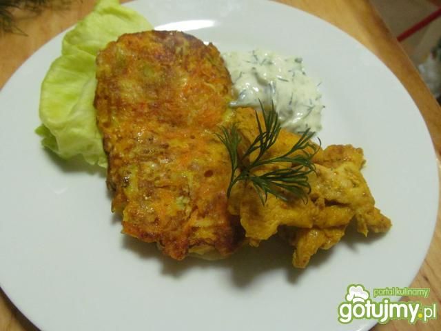 Placki porowo-marchewkowe z kurczakiem Placki porowo-marchewkowe z kurczakiem