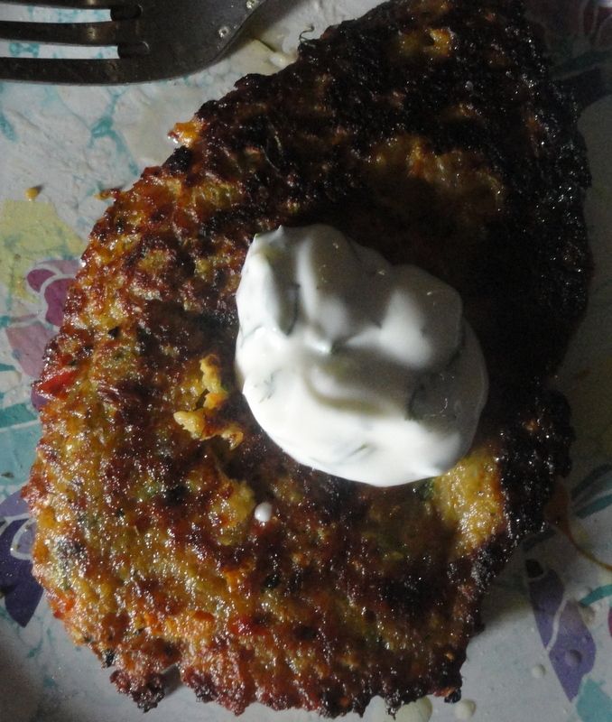 Placki  wielo-warzywne plus ryba Placki  wielo-warzywne plus ryba