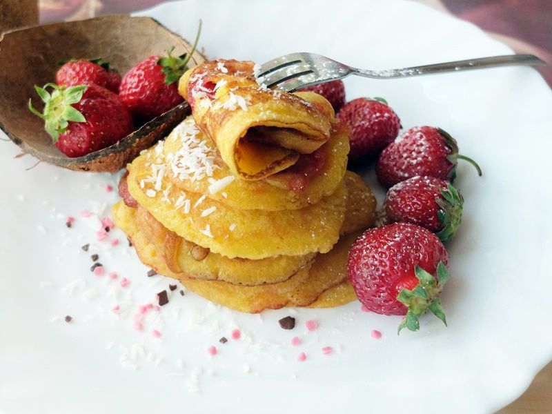 Placuszki kokosowo-truskawkowe z mlekiem w proszku