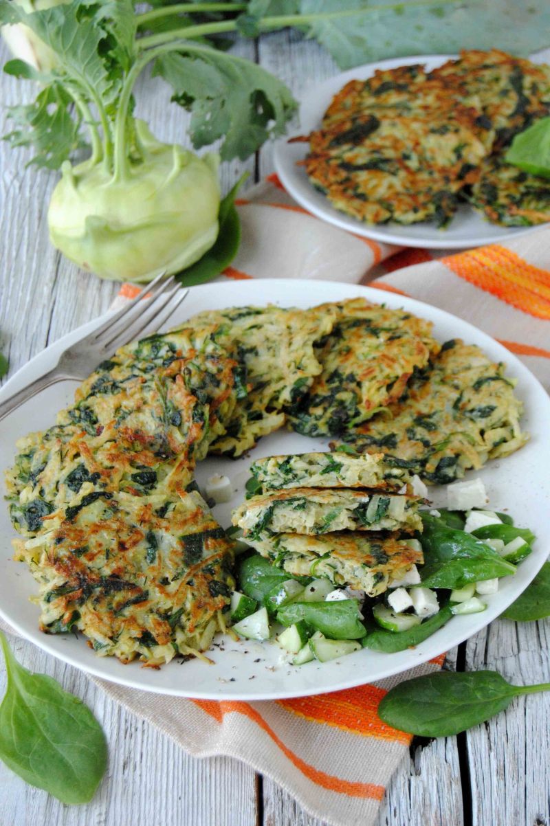 Placuszki z kalarepki i szpinaku
