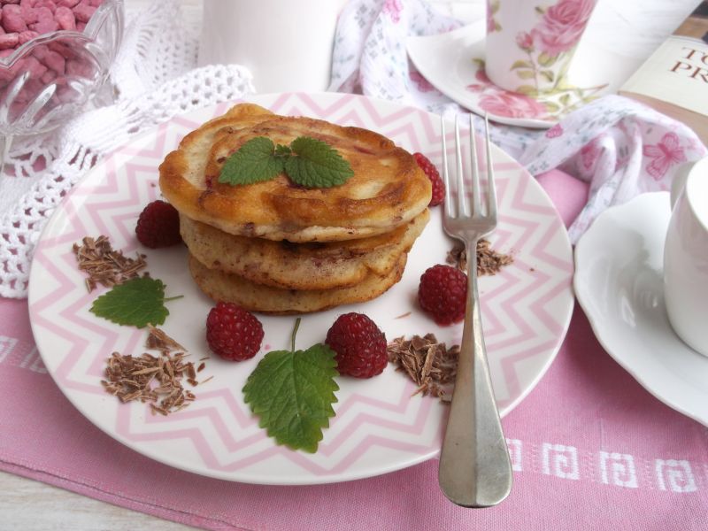 Placuszki z malinami i czekoladą