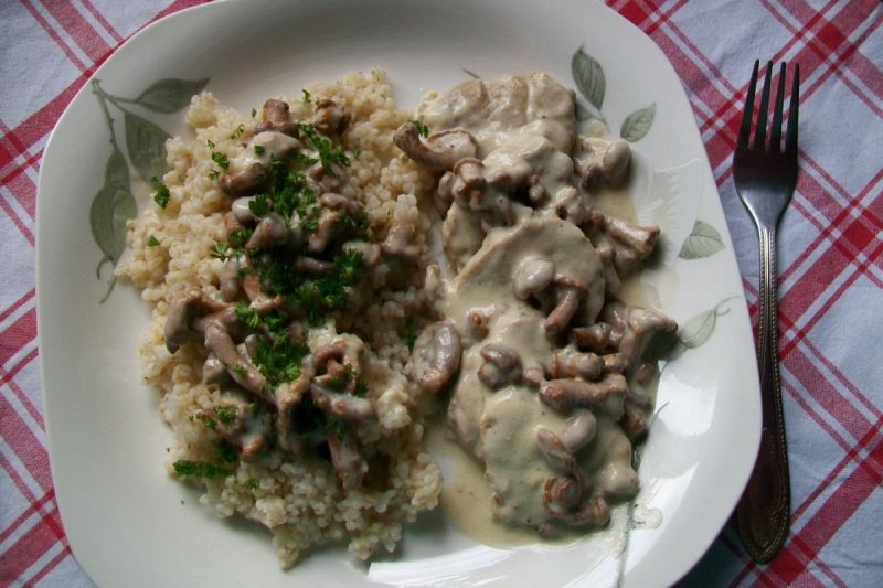 Polędwiczki duszone w sosie kurkowym