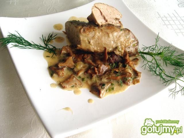 Polędwiczki wieprzowe duszone w kurkach Polędwiczki wieprzowe duszone w kurkach
