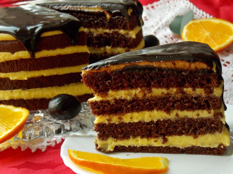 Pomarańczowo - czekoladowy torcik na białkach 