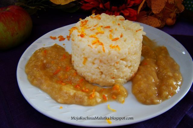 Pomarańczowy ryż z musem bananowym  Pomarańczowy ryż z musem bananowym