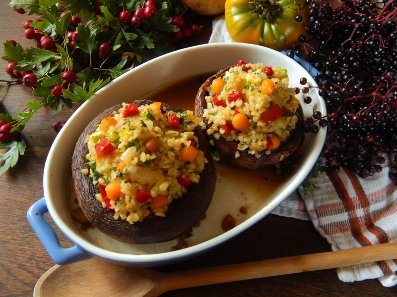 Portobello z kaszą bulgur i warzywami Portobello z kaszą bulgur i warzywami