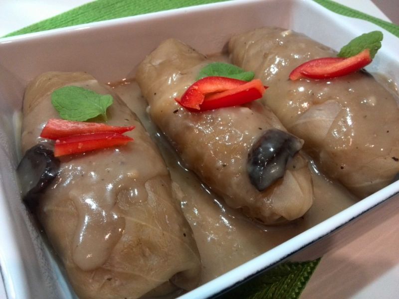 Postne gołąbki z kaszą i grzybami 