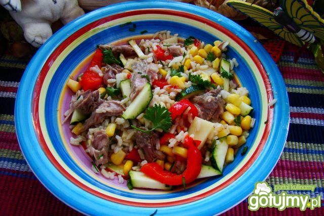 Potrawka z kaczki i warzyw  w ryżu 