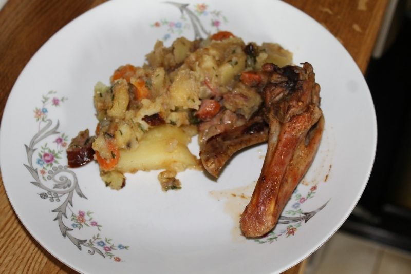 Prażone ziemniaki z kaczką  Prażone ziemniaki z kaczką