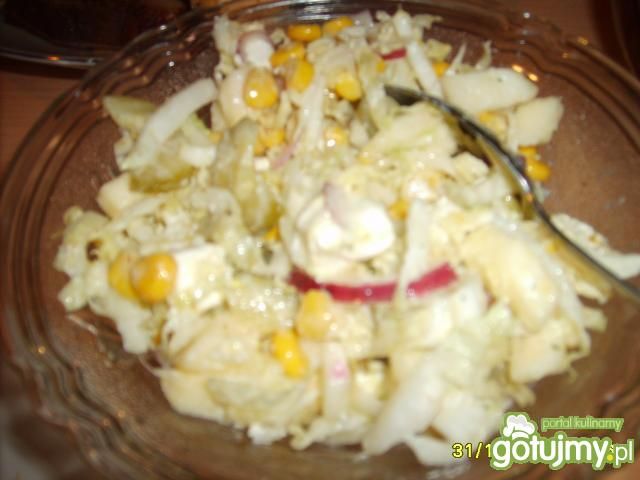 Prosta sałatka z fetą  i ogórkami konser