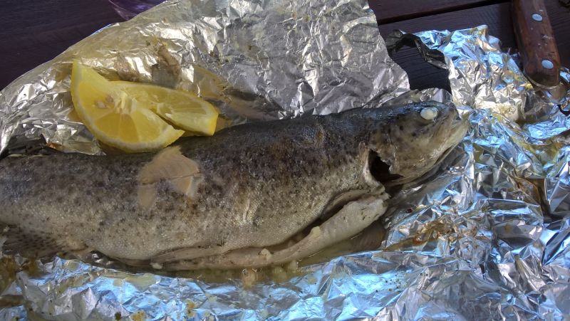 Pstrąg pieczony w folii