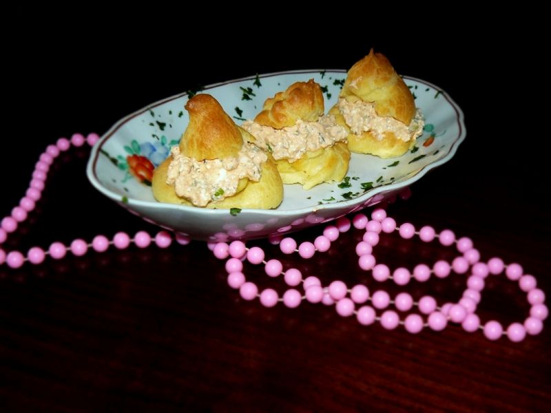 Ptysie z różowym twarożkiem