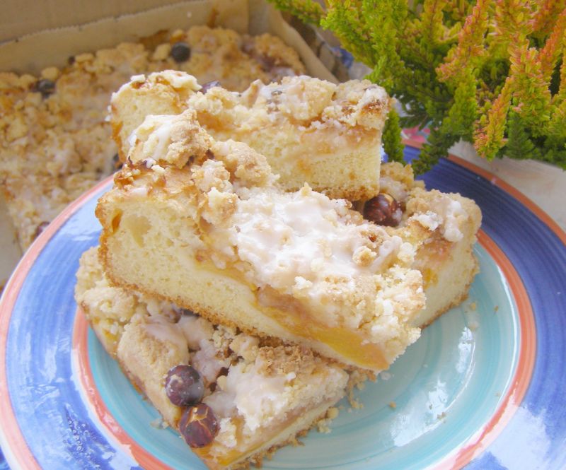 Pyszna drożdżówka z kruszonką,owocami