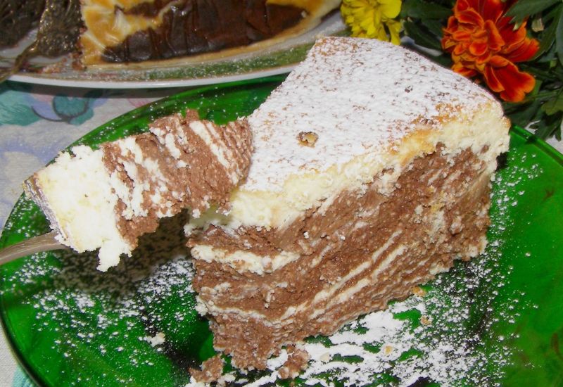 Pyszny a`la zebra  sernik pieczony bez spodu Pyszny a`la zebra  sernik pieczony bez spodu