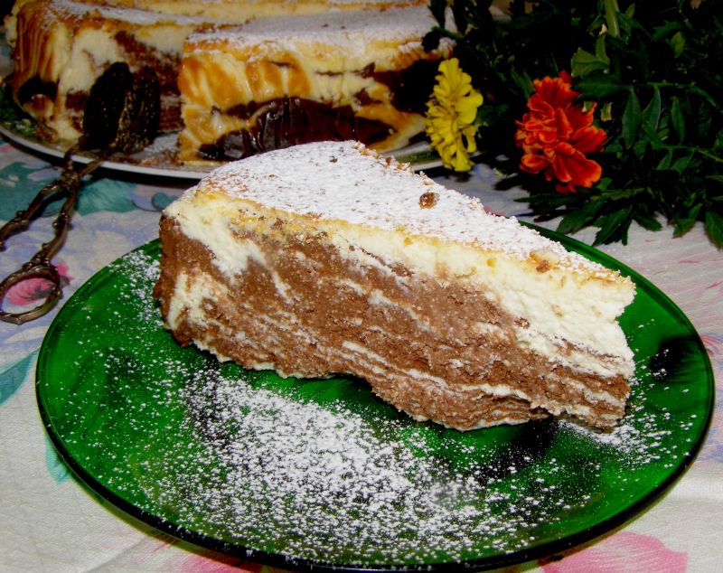 Pyszny a`la zebra  sernik pieczony bez spodu Pyszny a`la zebra  sernik pieczony bez spodu