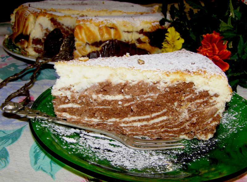 Pyszny a`la zebra  sernik pieczony bez spodu Pyszny a`la zebra  sernik pieczony bez spodu