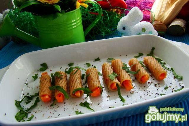 Razowe penne z marchewką