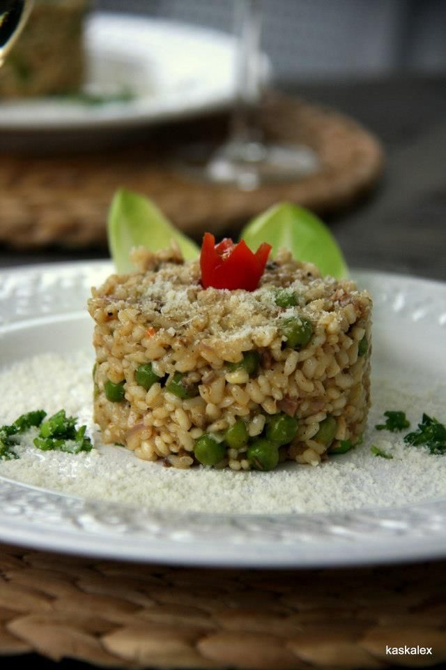 Risotto bianco z zielonym groszkiem