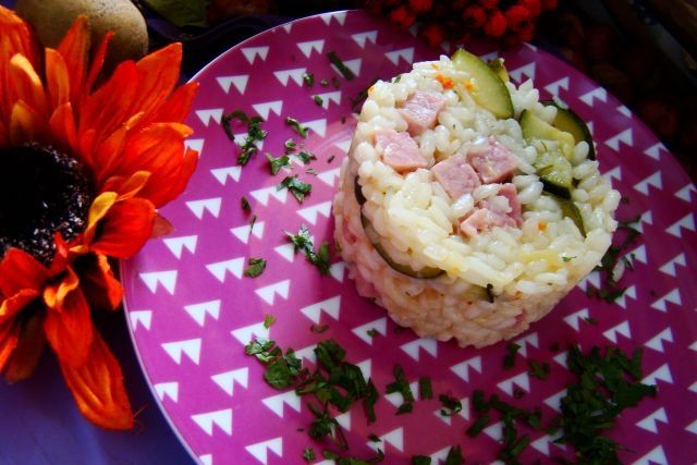 Risotto na białym winie z szynką 
